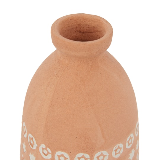Set of 2 Pink Stoneware Rustic Vases, 15" x 5" x 5"